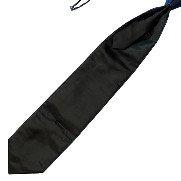 Pronto Uomo Formal Tie Set Pre-Tied Adjustable Blue and Black Paisley - Picture 4 of 11